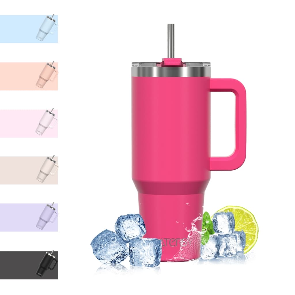 WATERSY Copo Térmico Inox Portátil 1182ml Garrafa Térmica Inoxidável com Tampa e Canudo