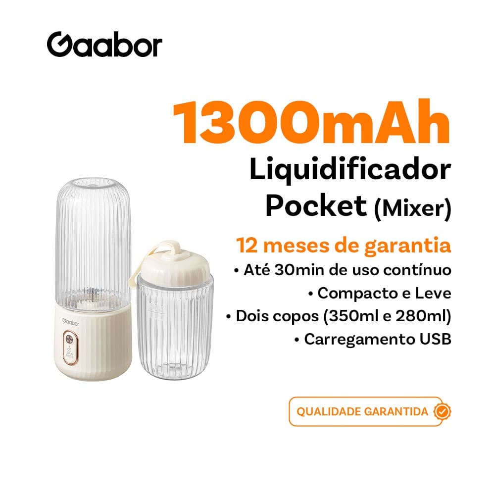Gaabor Mini copo de liquidificador 350 ml + 280 ml Sem fio e conveniente Bateria de grande capacidade de FP03T -1