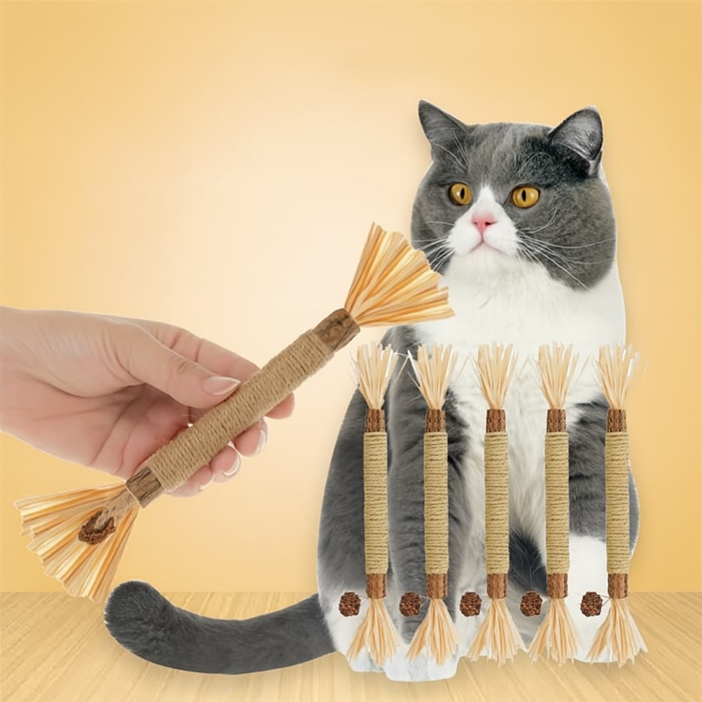 Bastão Mastigável Mordedor Natural para Gato – Limpeza de Dentes e Diversão