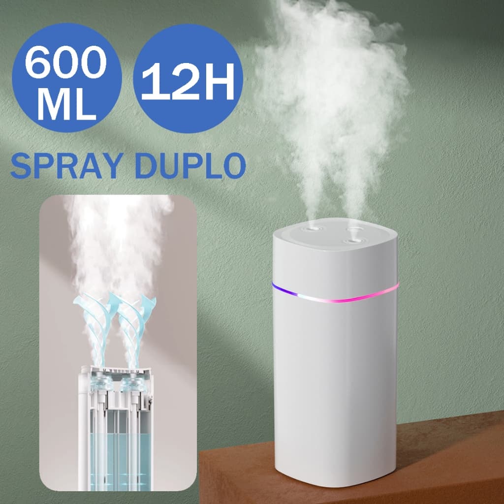 600ML Grande Umidificador Difusor Aromatizador Portátil Usb Led Aromatizador De Ambiente Purificador De Ar Spray Duplo