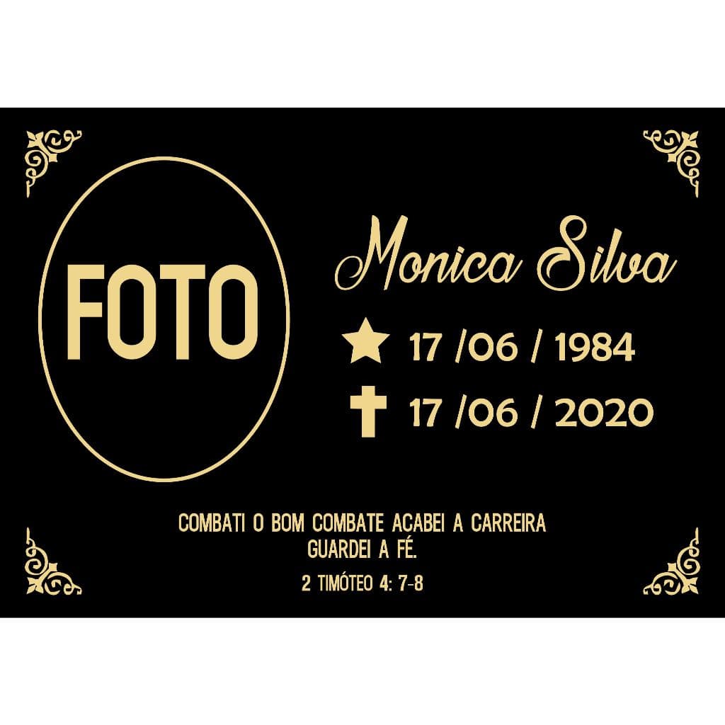 Placa de Alumínio Para Jazigo Túmulo Lápide Homenagem Personalizada Tamanhos 10x15 / 10x28 / 20x28cm