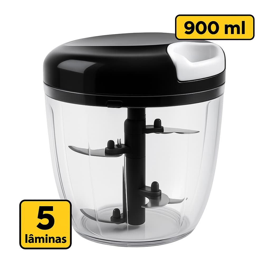 Processador Manual de Alimentos 900 ml Triturador Grande Alho Cebola Legumes Carne