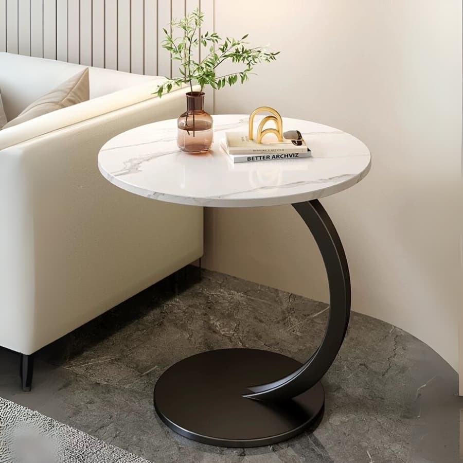 Mesa Decorativa Lateral Canto Redonda Apoio Sofá Cama Multiuso