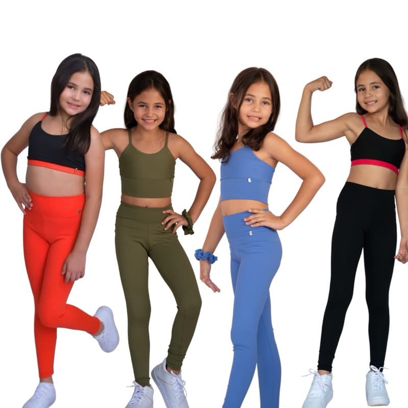 Conjunto Infantil Fitness Top e Calça Esporte Ginastica Poliamida