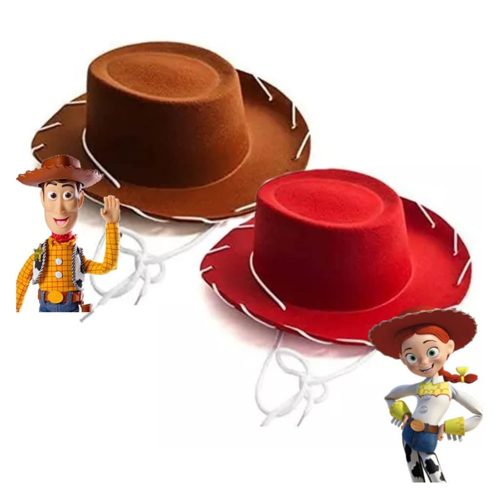 CHAPÉU TOY STORY COWBOY FANTASIA INFANTIL CRIANÇA WOODY  JESSIE MARRON DISNEY XERIFE VAQUEIRO COWBOY FESTA ANIVERSARIO