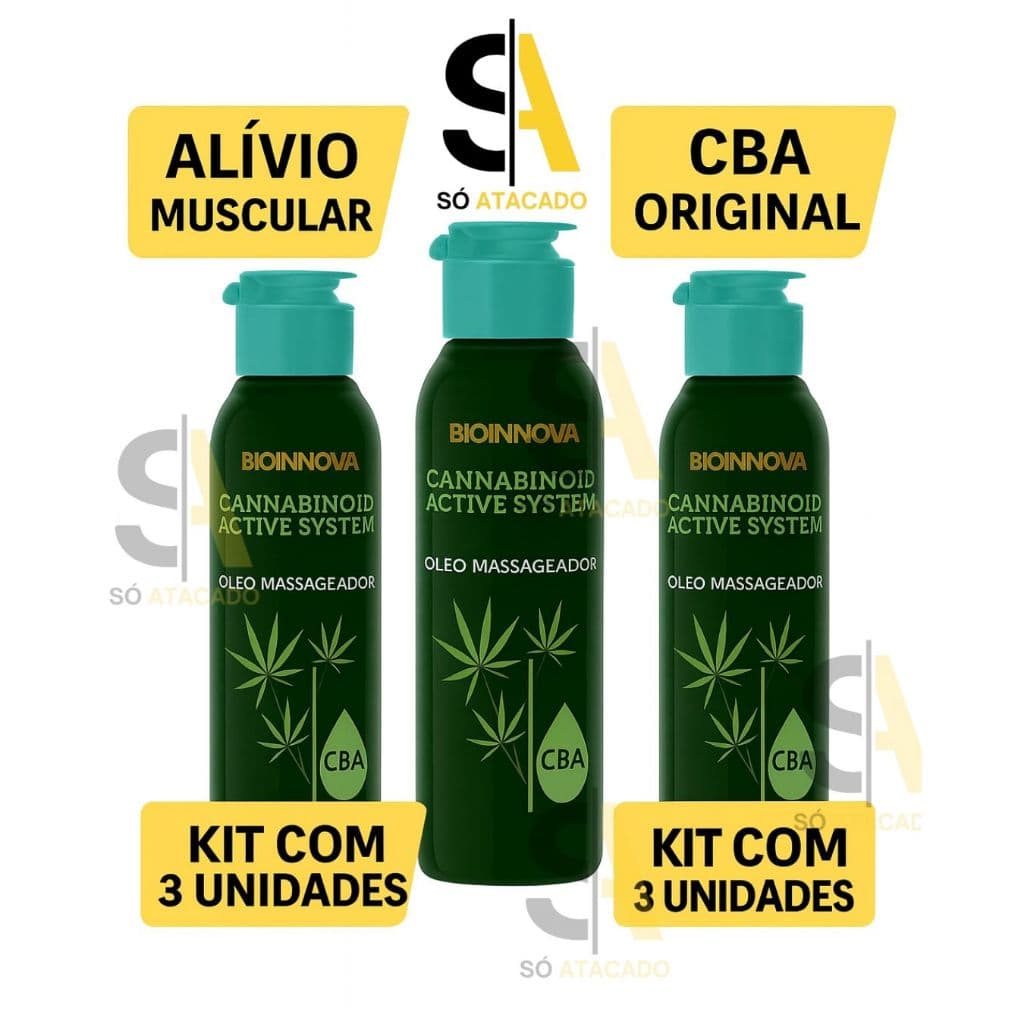Kit com 3 und Óleo Massageador CBA Active System Bioinnova | Relaxamento e Alívio Muscular |