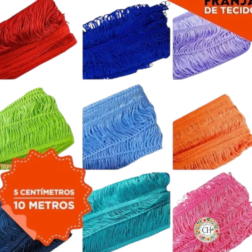 Franja de Tecido Acetinado 5cm para Carnaval Festa personalizados roupas com 10 metros
