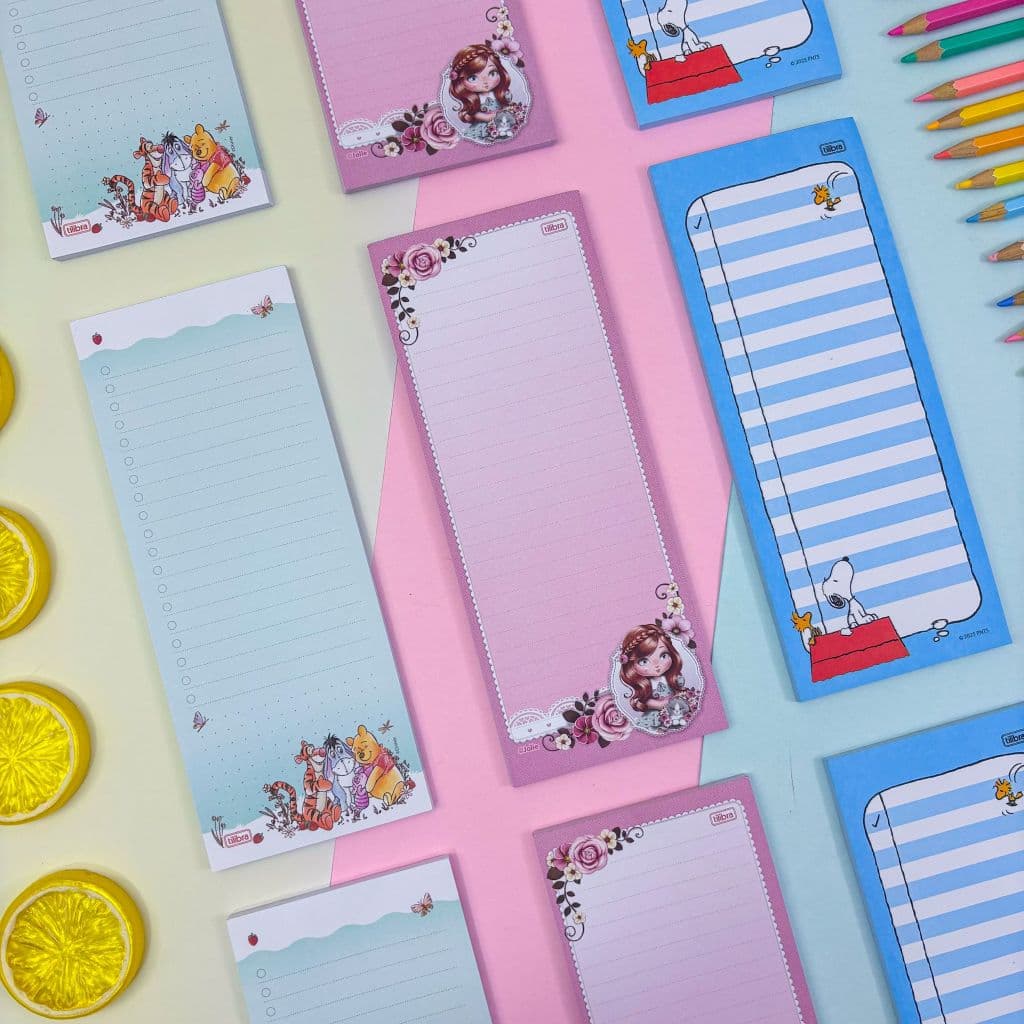 Bloco de Notas Tilembrete Não Adesivo Jolie | Pooh | Snoopy 8,2 cm x 20,9 cm 50 Folhas - Tilibra