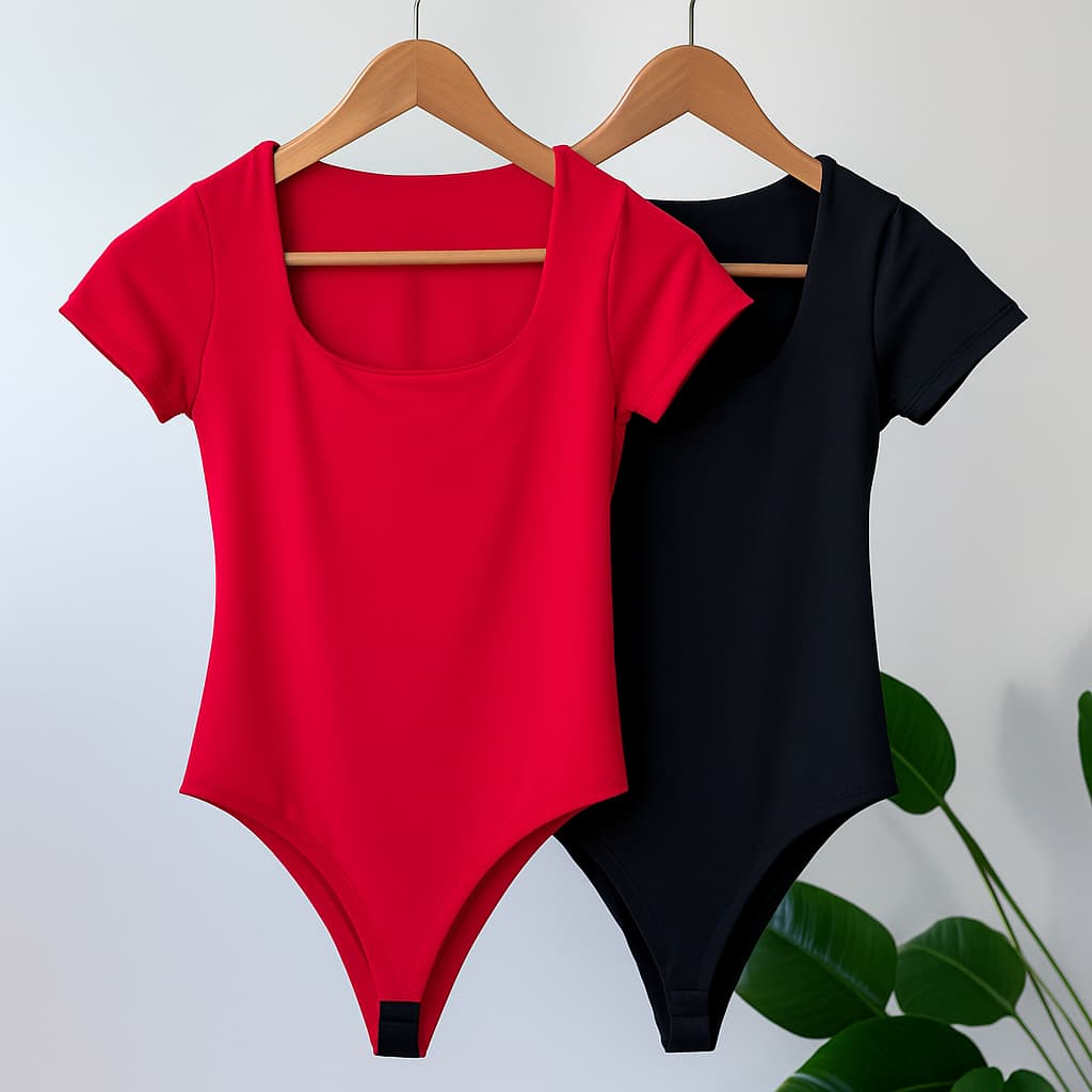 Kit 2 Body Feminino Decote Quadrado Manguinha Curta Suplex Verão