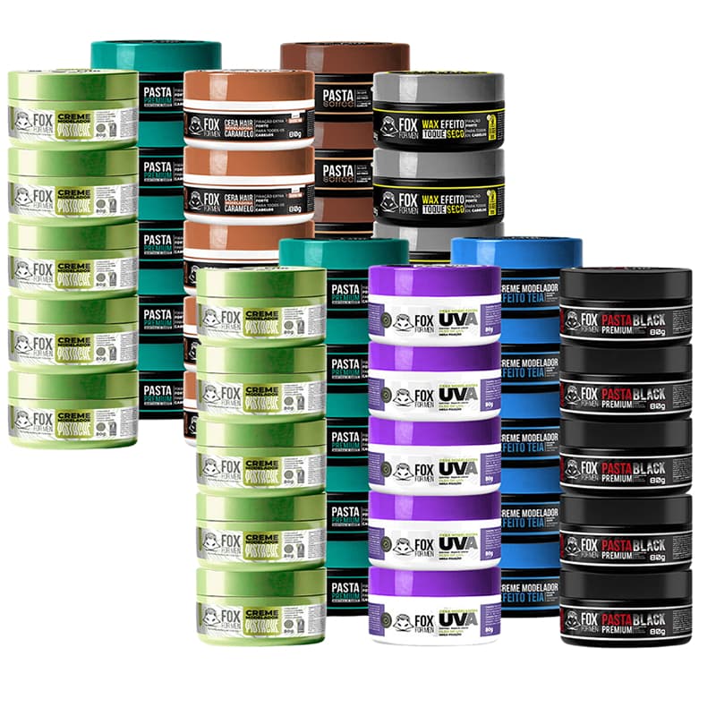 PASTA FOX FOR MEN 20 UNID 80GR - ESCOLHA SEU KIT DE CERAS FOX FOR MEN