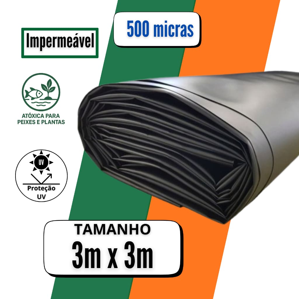 Lona 3x3 PEAD 0,5mm Para Lago Tanque Muro De Arrimo Geomembrana 500 Micras