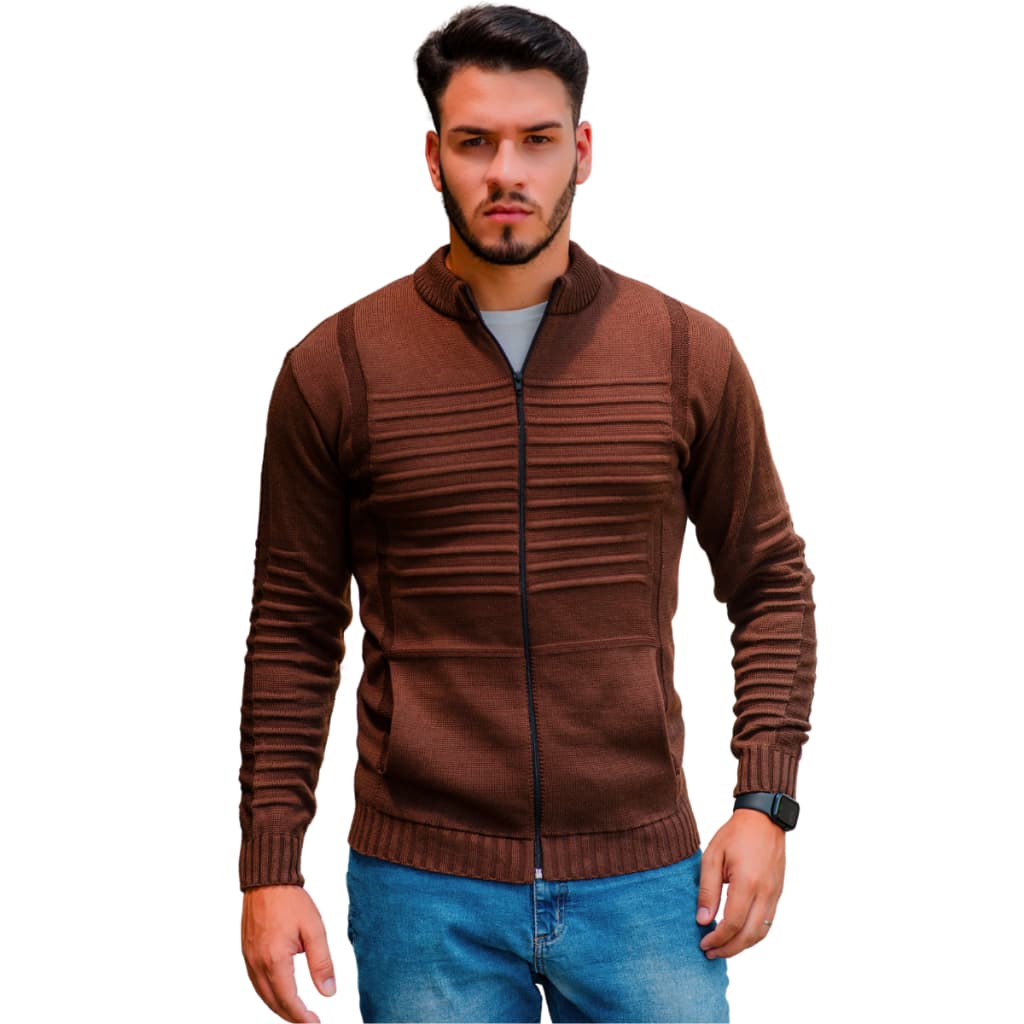 Jaqueta Masculina Casaco Lã Blusa De Frio Inverno Tricô Com Bolsos