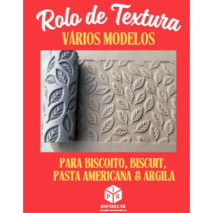 [O MAIS BARATO - VÁRIOS MODELOS] - Rolo de Textura para Biscoito / Biscuit / Pasta Americana / Argila - 3D