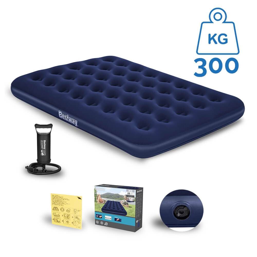 Colchão Inflável Suporta 300kg Casal Camping Praia + Bomba de Ar Manual Bestway