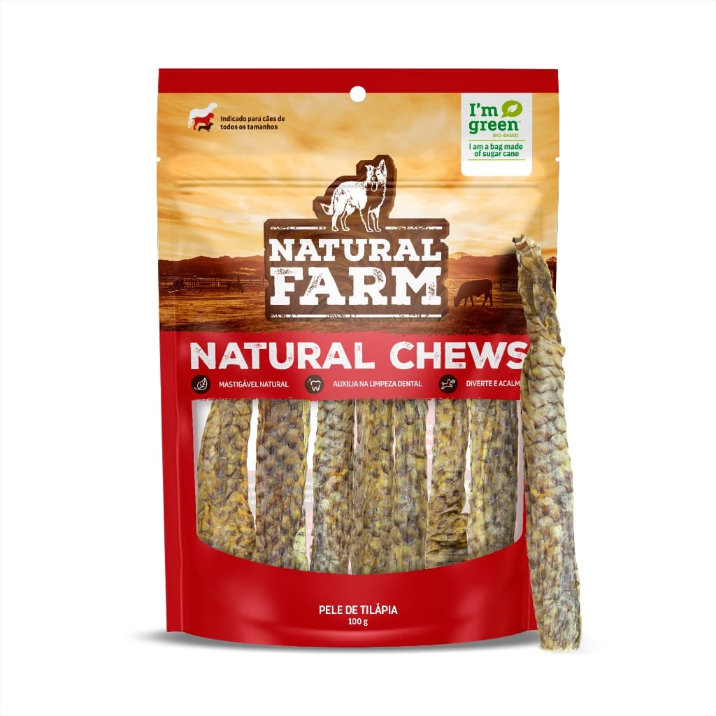 Pele de Tilápia Natural Desidratada Natural Farm 100g PETISCO PARA CÃES E GATOS hipoalergenico
