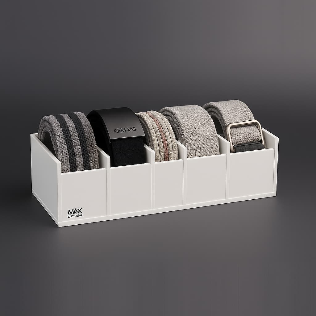 Porta Cinto Acrílico 24x8x11cm MAX Decor Cristal Preto Branco