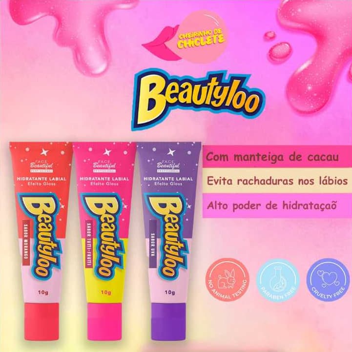 Hidratante Labial Efeito Gloss Beautyloo 10g - Face Beautiful (Tipo Carmed)