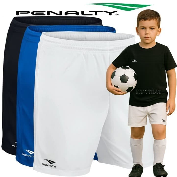 Calção Infantil Short de Futebol Masculino Feminino Penalty Poliéster Dry Soft Criança Escola Treino Escolinha Corrida