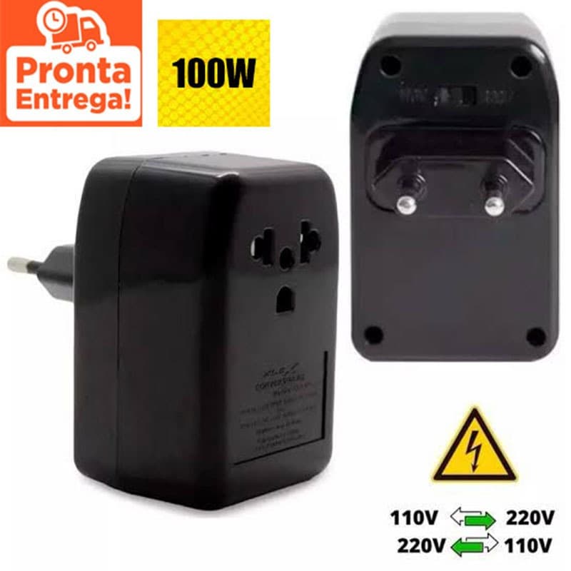 Transformador Bivolt Portátil 100W Com Chave Seletora 110V/220V Universal