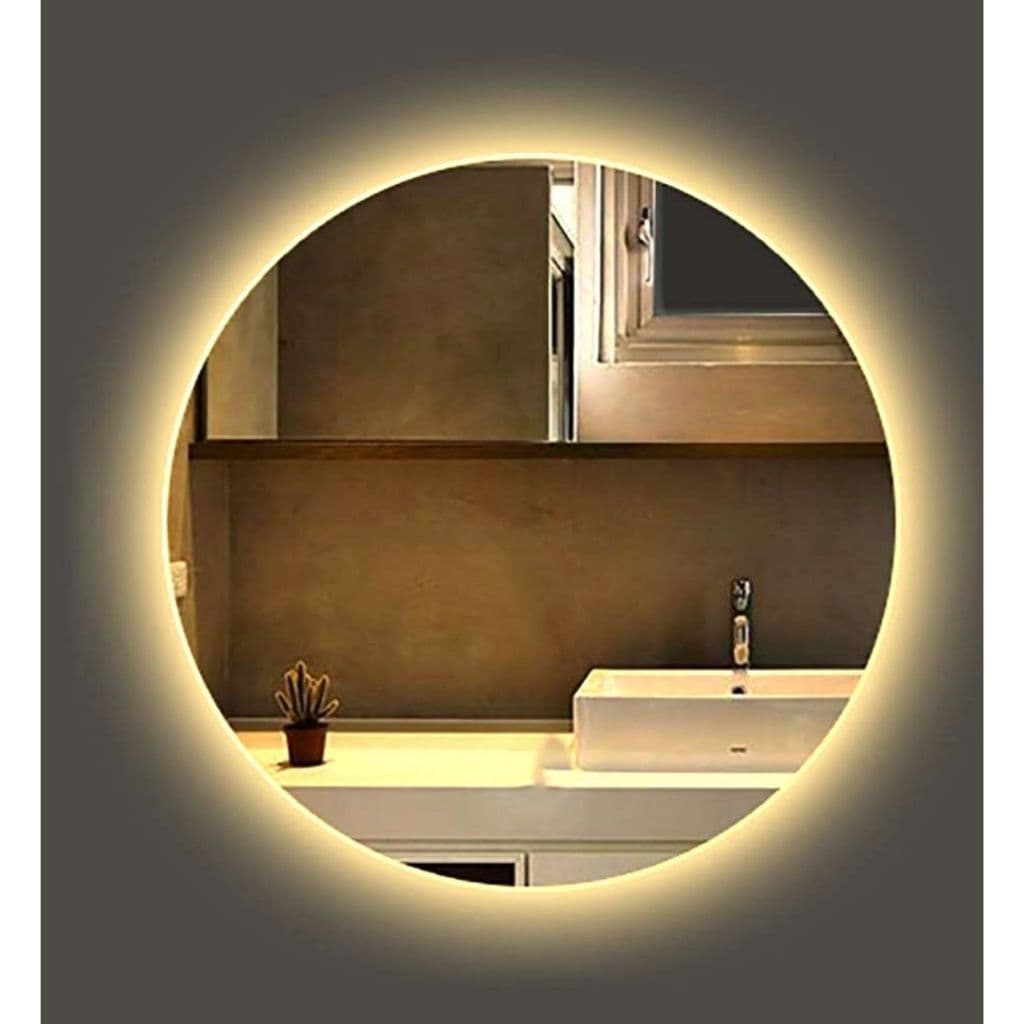 Espelho Redondo Lapidado Com LED Para Maquiagem Banheiro Quarto + SUPORTE