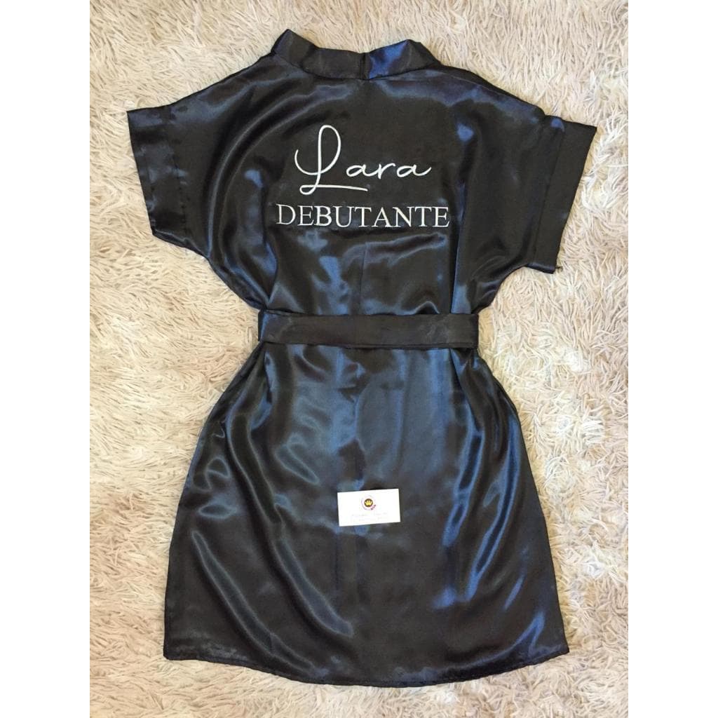 Robe De Cetim Bordado Personalizado Debutante e Nome Roupão Hobby Casamento *Leia a descrição antes de efetuar a compra*