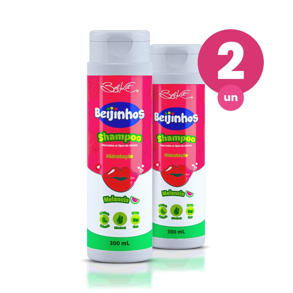 Kit 2 Shampoo Hidratante Beijinhos Melancia 300ml Belkit