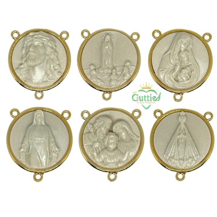 2 peças Camafeu Salve Rainha imagens em relevo 3D R194T