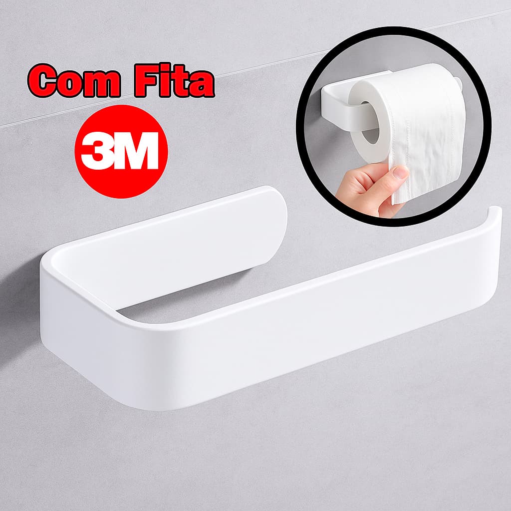 Porta Papel Higiênico com Adesivo 3M Acessórios Banheiro Sem Perfuração