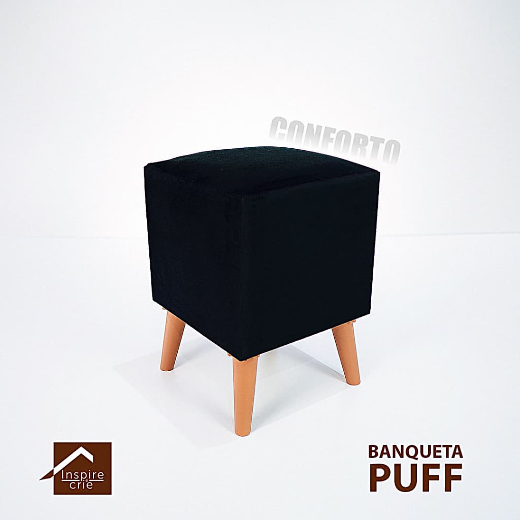 Puff Pé palito em Suede Decorativo Conforto e Sofisticação para seu Quarto Sala Closet e Penteadeira