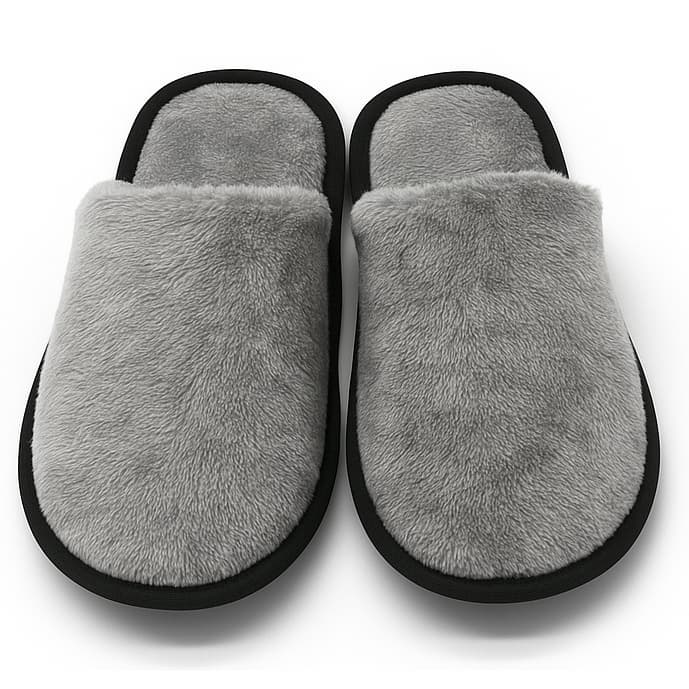 Pantufa Mesclada Confort Cinza Kanada Forrada com Lã - Chinelo de quarto