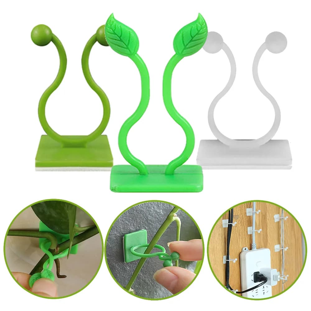 Clip Kit unidades Autoadesivo Fixação para Plantas de Parede Trepadeira Suporte Flores Folhas