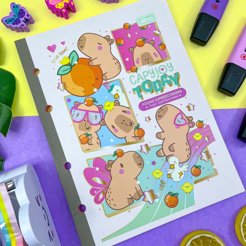 Refil CapyClub Tamanho Colegial 17,7 x 24 cm 80 Folhas para Fichário e Caderno Argolado - Tilibra