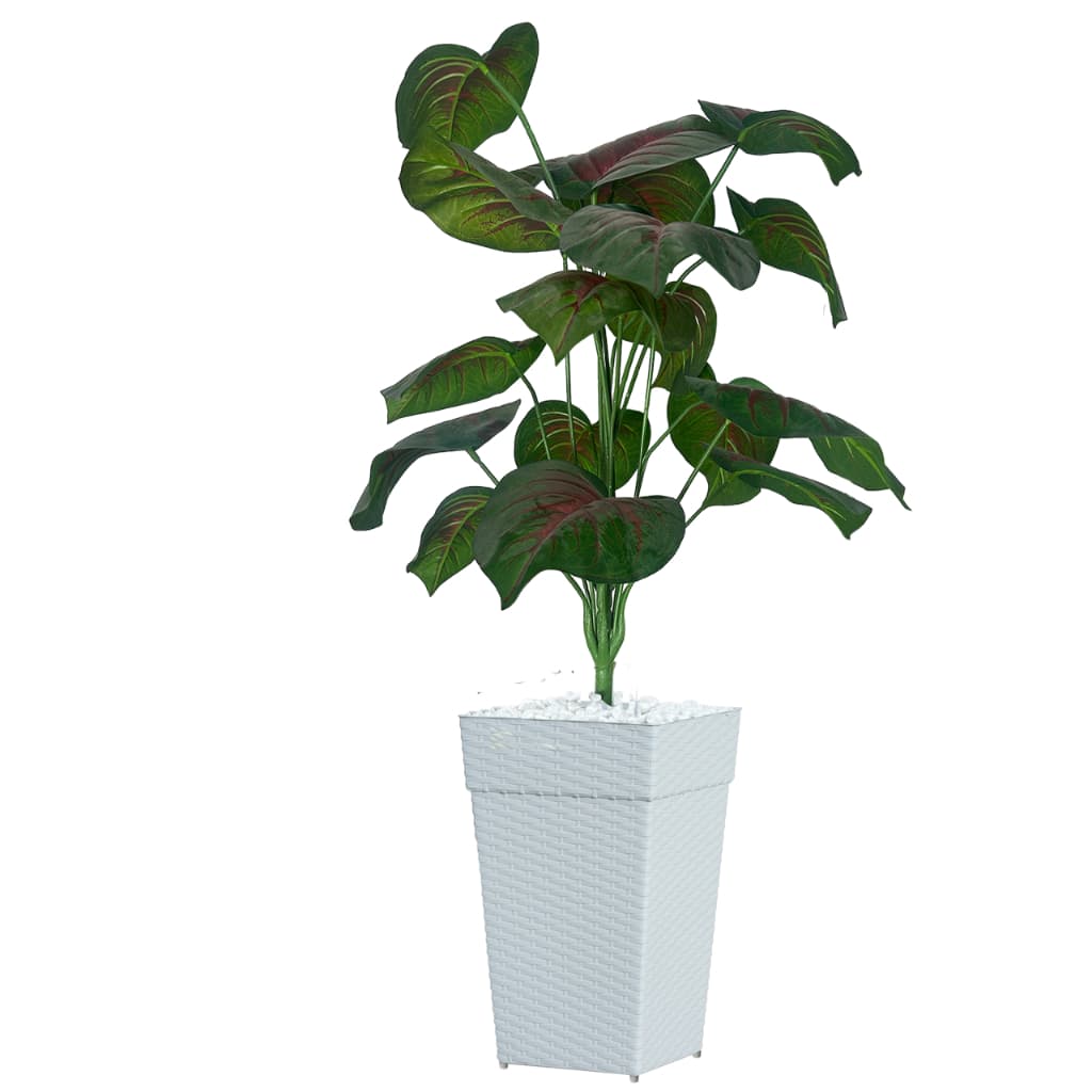 Planta Artifical Arranjo Caladium + Vaso Rattan Grande Decoração Casa Sala