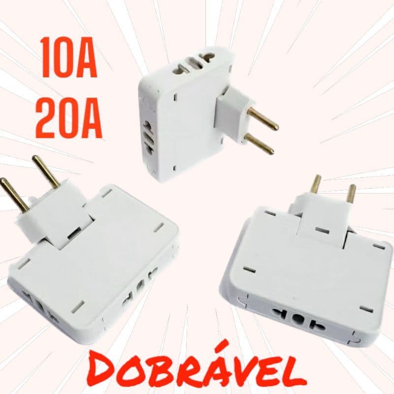 Adaptador articulado benjamin Deslocado 10A  e 20A tomada Resistente Bivolt universal
