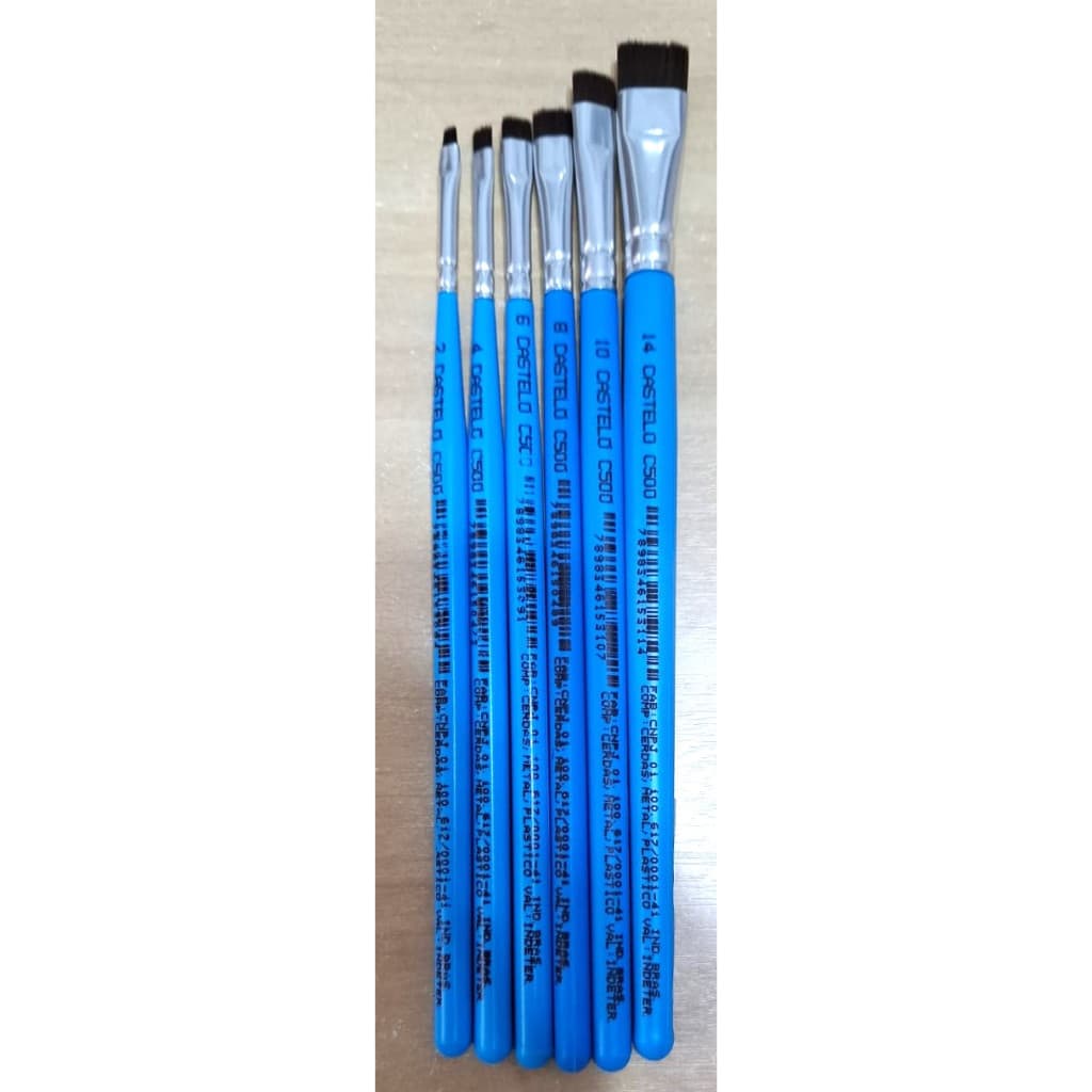 Kit de Pincéis Macios Castelo Para Pintura em Tecido (6 Pincéis)