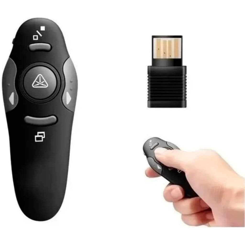 Caneta Laser Apresentador de Slides sem Fio – Controle para PowerPoint com Ponteiro Laser Vermelho – Alcance até 30m