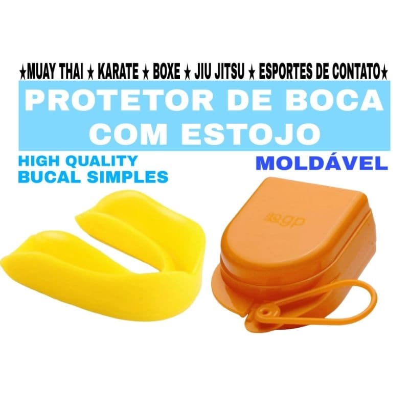 PROTETOR DE BOCA SIMPLES MOLDÁVEL COM CAIXINHA LARANJA - PROTETOR BUCAL SUPERIOR COM ESTOJO LARANJA
