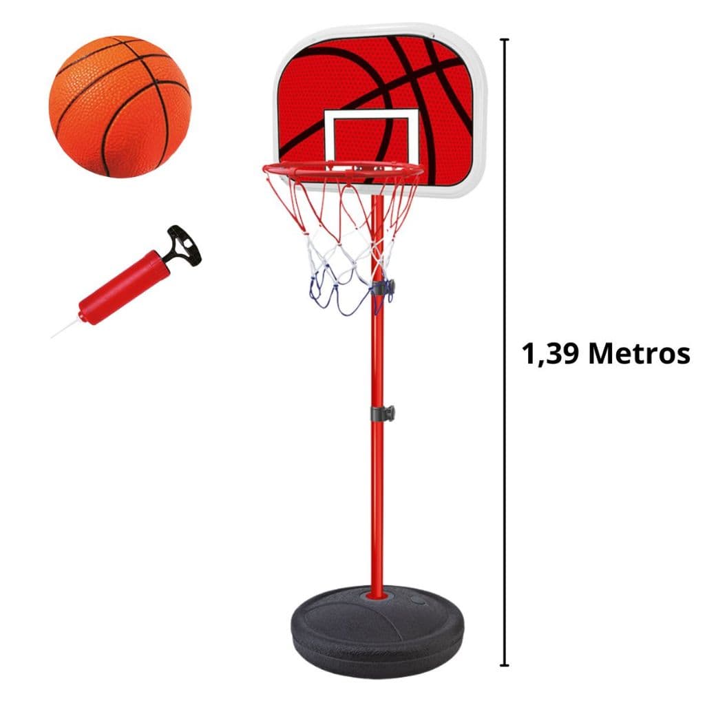 Cesta Basquete Infantil Ajustável Com Bola Enchedor 139cm