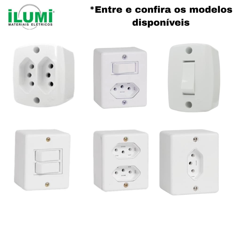 Conjunto interruptores e tomadas de Sobrepor Externo