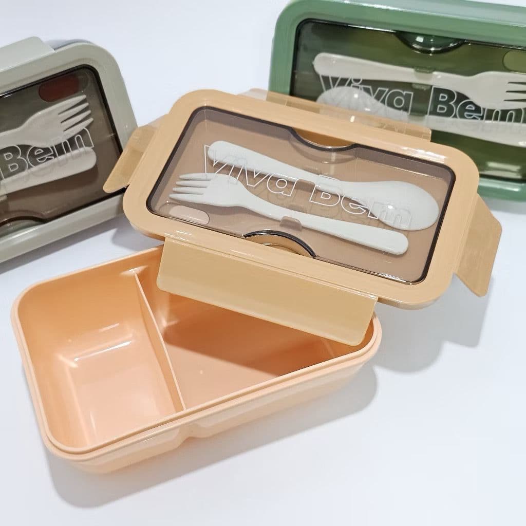 Pote Marmita Com 2 Divisória Com Talher Com Trava e Tampa Hermética Ideal Para Lancheira-7731