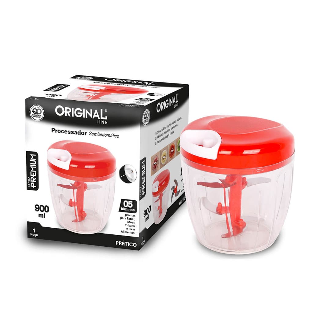 Processador Manual De Alimentos Grande 5 Lâminas 900ml Original line