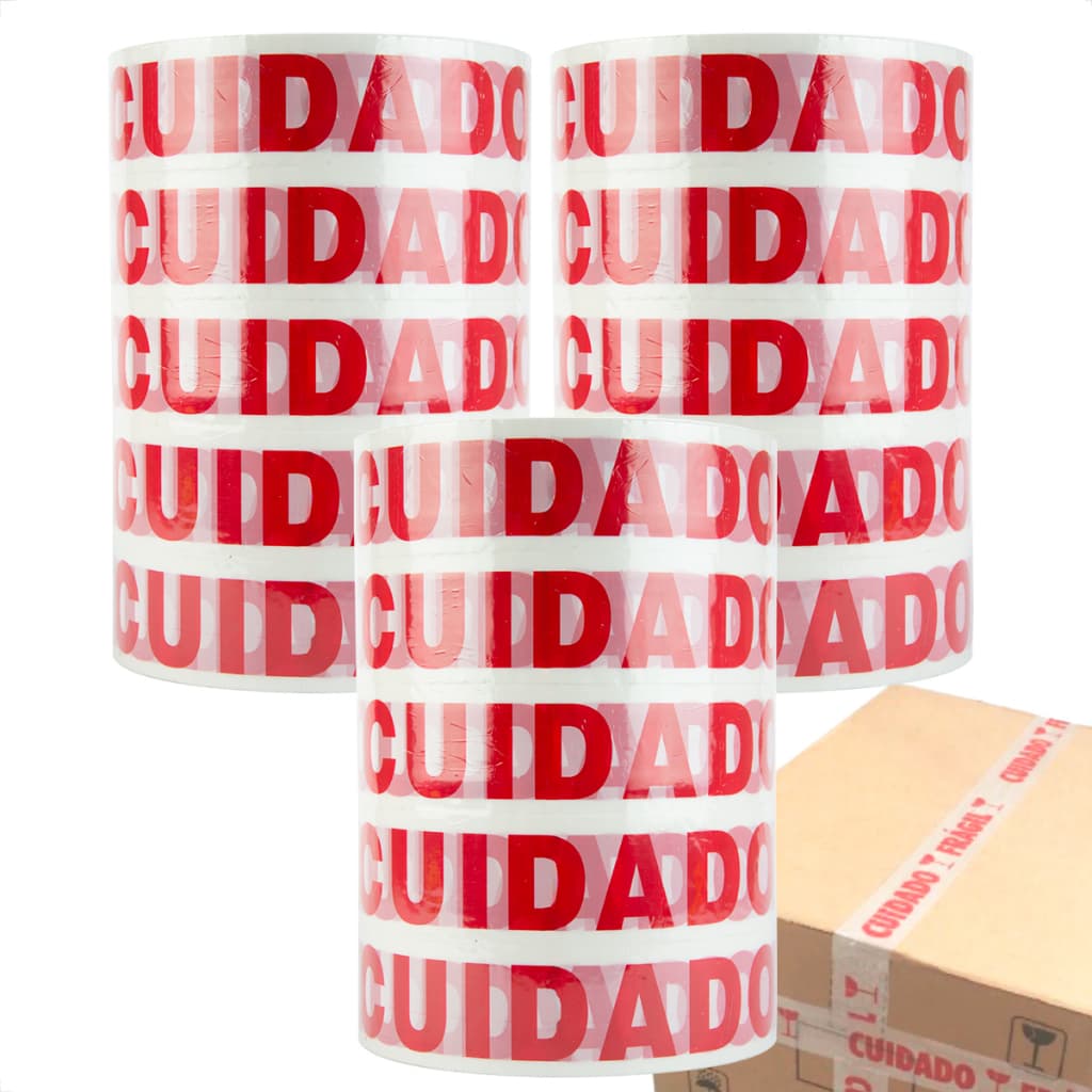 10 Unidades Fitas Cuidado Frágil Larga 500 Metros Caixas Embalar Durex