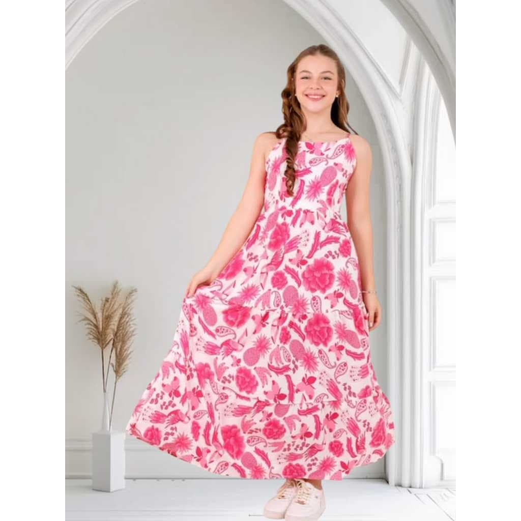 Vestido longo farme juvenil amarração