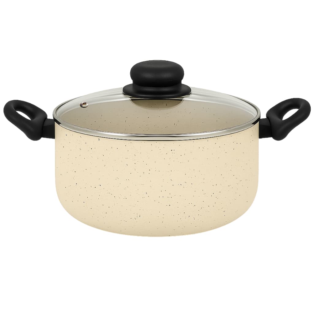 Caçarola Antiaderente com Tampa, branco marmorizado, escolha o tamanho disponível