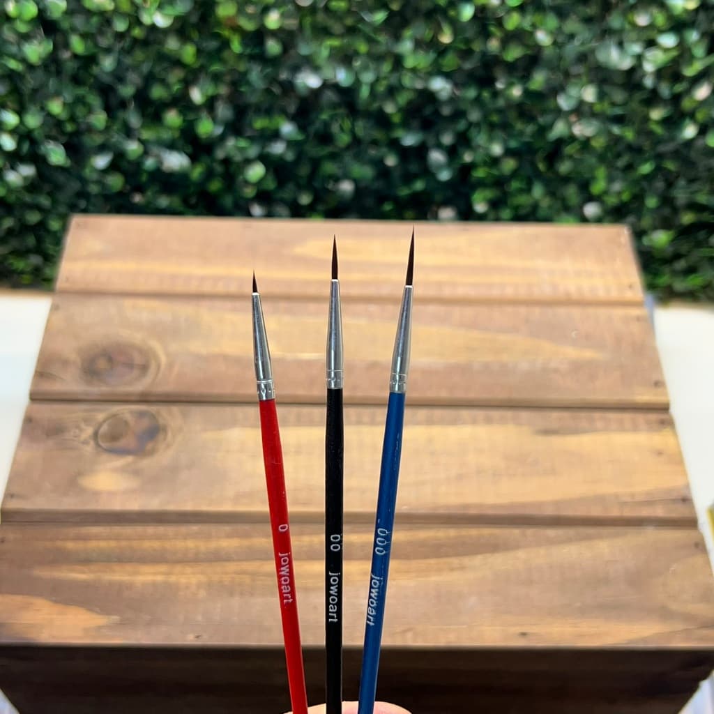 Pincéis Finos Nº 0, 00 e 000 – 3 Unidades para Detalhes em Cerâmica