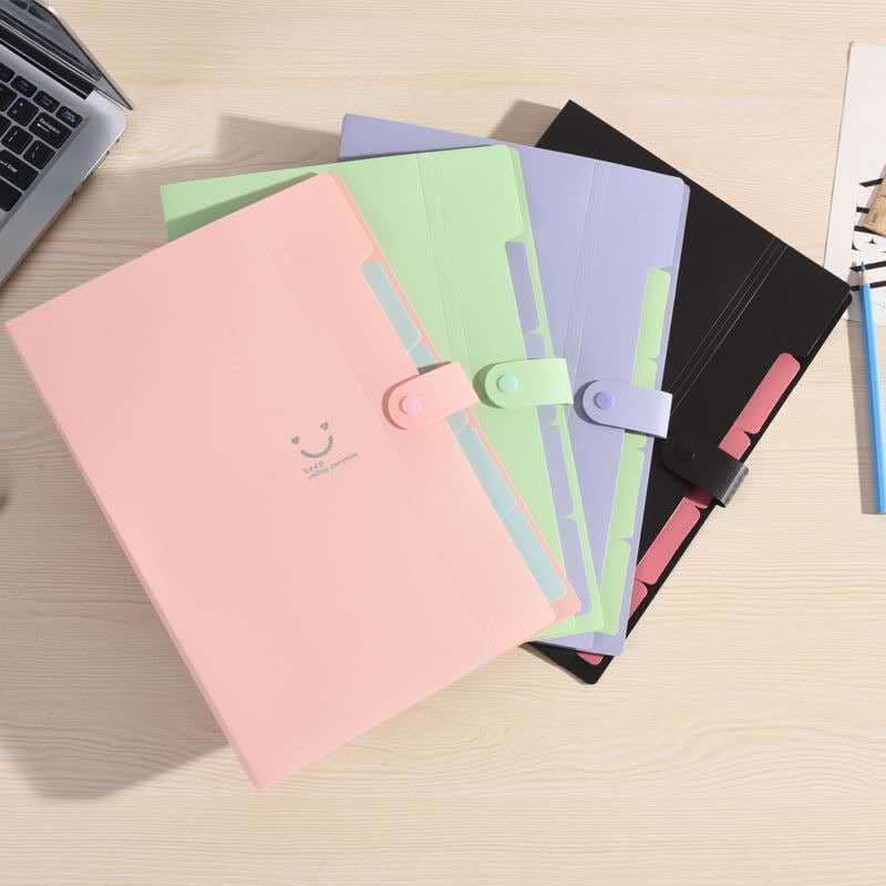 pasta de Arquivo A4 sanfonada colorida organizadora expansível de documentos 5 divisória