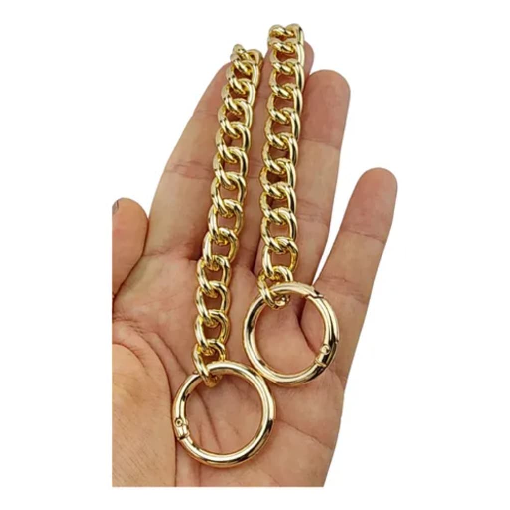 Alça De Corrente Para Bolsa Argolas Mosquetão 3.0 Mm Crochê com 1,20 Metros