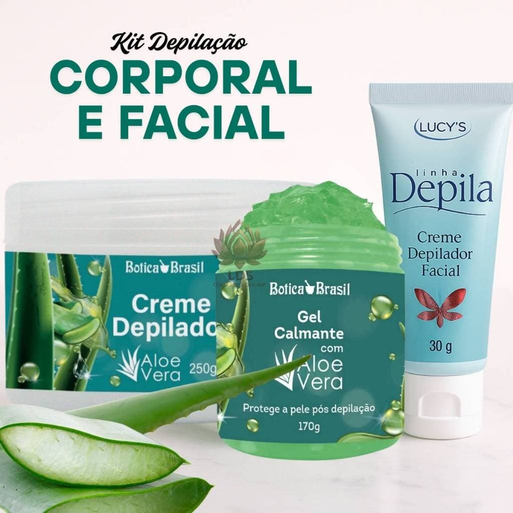 Kit Depilação Sem Dor Creme Depilador Gel Calmante Aloe Vera Depila Facial