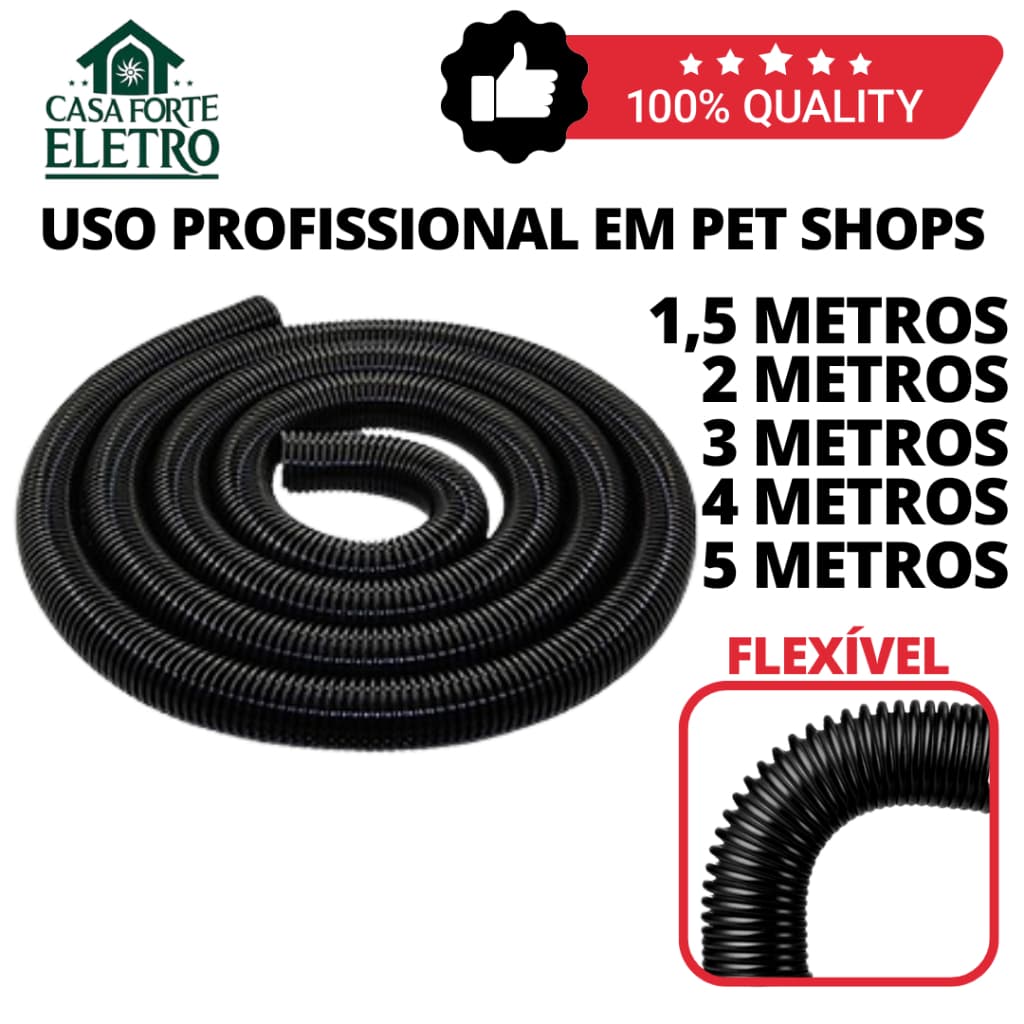 Mangueira 32mm Reforçada p/ Soprador Pet – Tamanhos 1,5 a 5m – Kyklon, Kondor, Trino, Graça, Minag