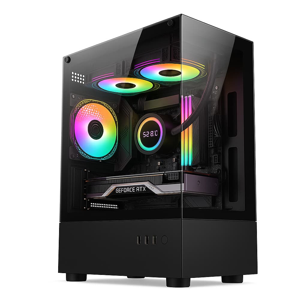 Gabinete Para Pc Gamer Hit Lateral em Vidro com 3 Fans Cooler RGB ou Colorida ( Escolha a sua cor )